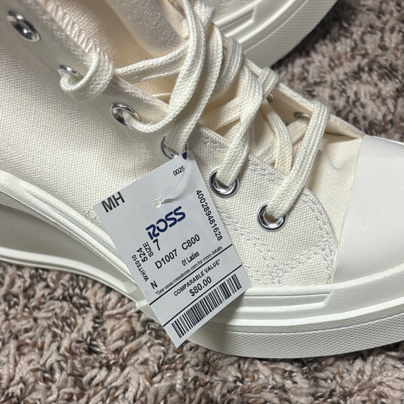 Converse Women's Off-White High-Top Wedge Sneakers - Picture 6 of 6